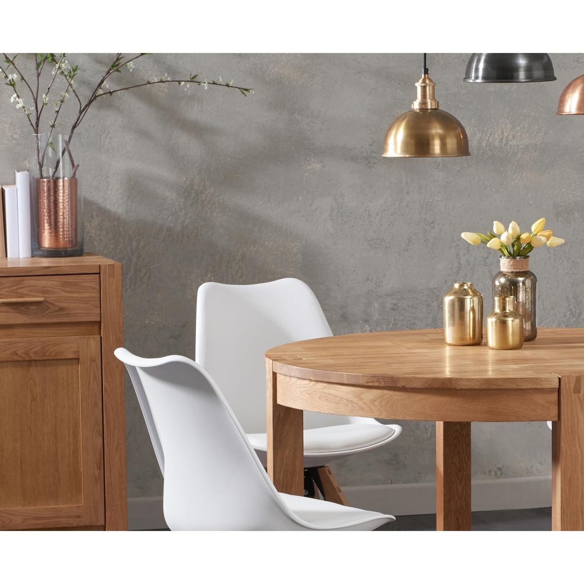 Verona 110cm Oak Round Dining Table with Oscar Faux Leather Square Leg Chairs – image 2
