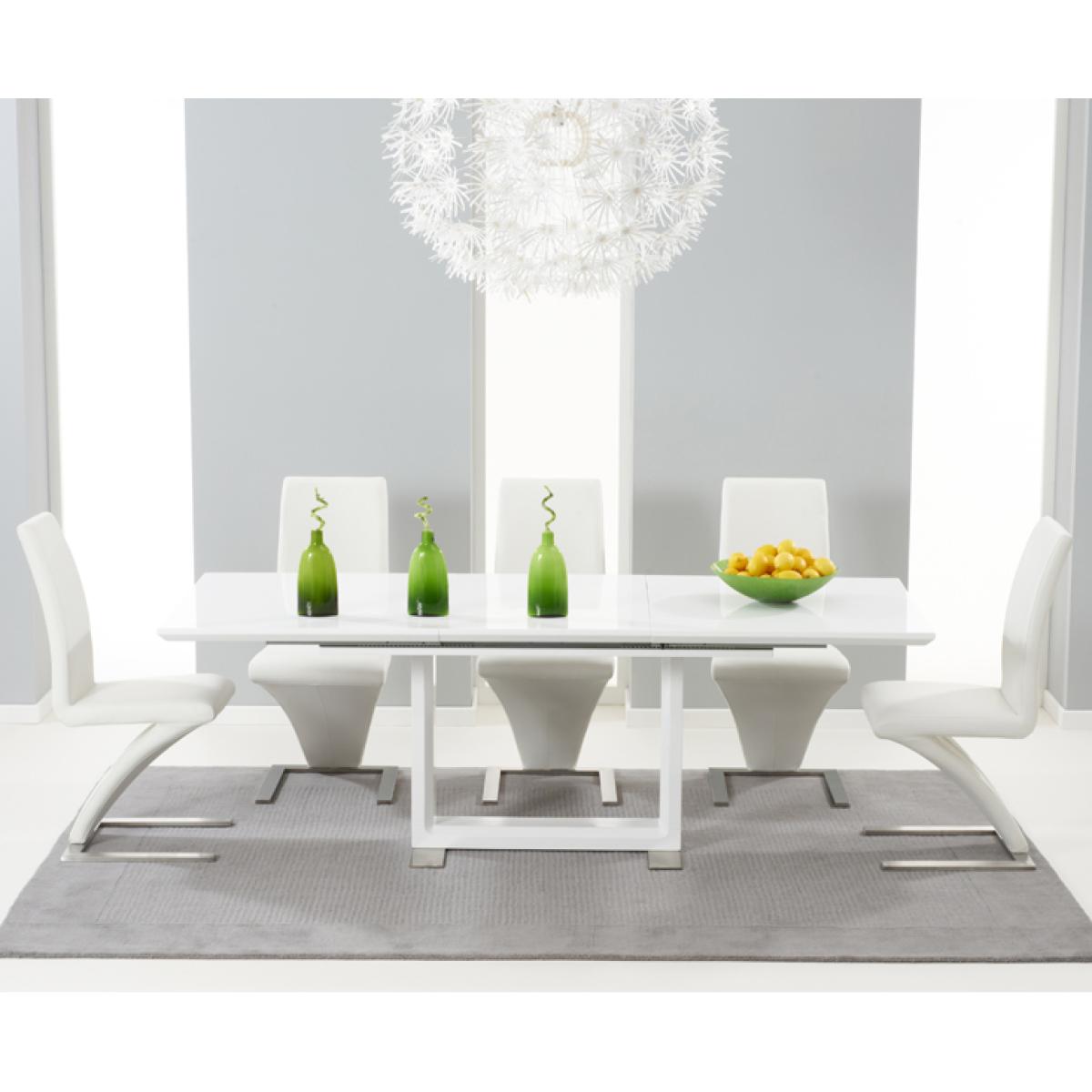 Bianco 160cm White High Gloss Extending Dining Table with Hampstead Z Chairs – image 2