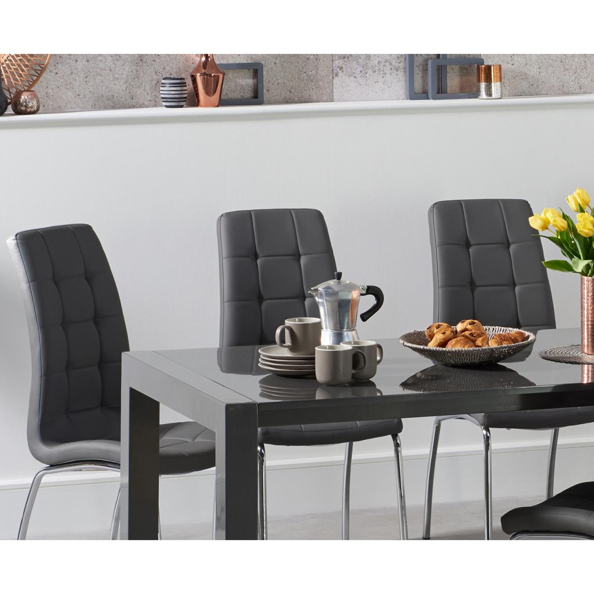 Joseph Extending Dark Grey High Gloss Dining Table with Calgary Chairs – image 2