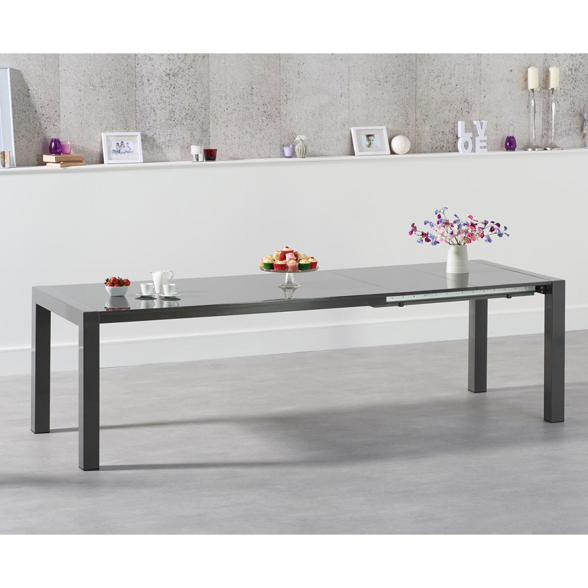 Joseph Extending Dark Grey High Gloss Dining Table with Calgary Chairs – image 3