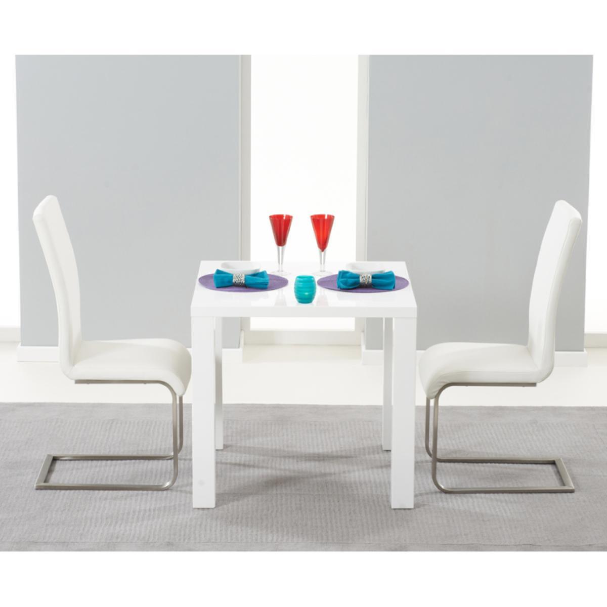 Atlanta 80cm White High Gloss Dining Table with Malaga Chairs – image 2