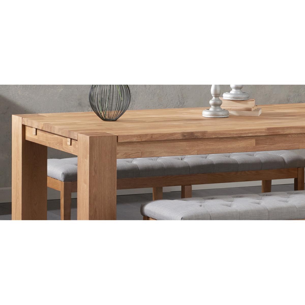 Madrid 200cm Solid Oak Dining Table with Camille Grey Fabric Benches – image 11
