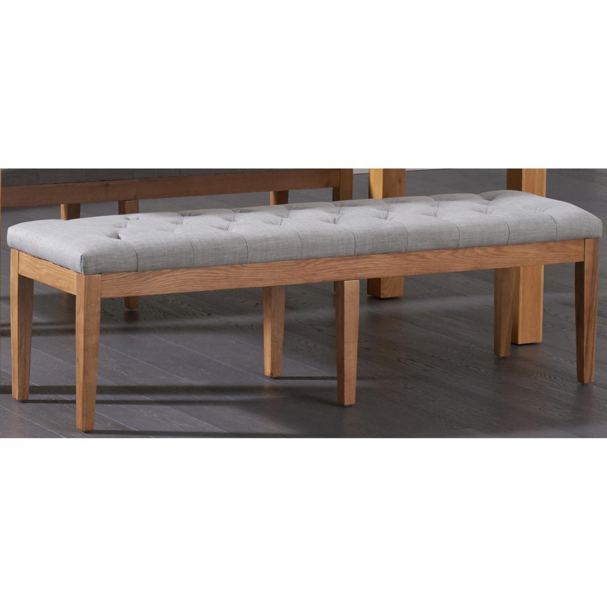 Madrid 200cm Solid Oak Dining Table with Camille Grey Fabric Benches – image 13