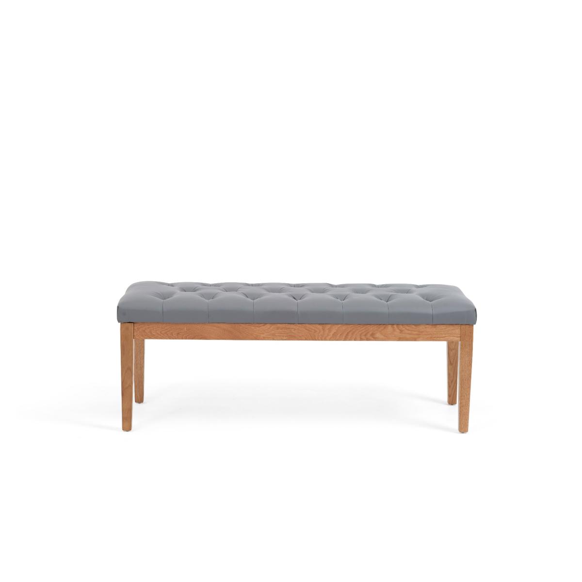 Madrid 200cm Solid Oak Dining Table with Camille Grey Fabric Benches – image 9