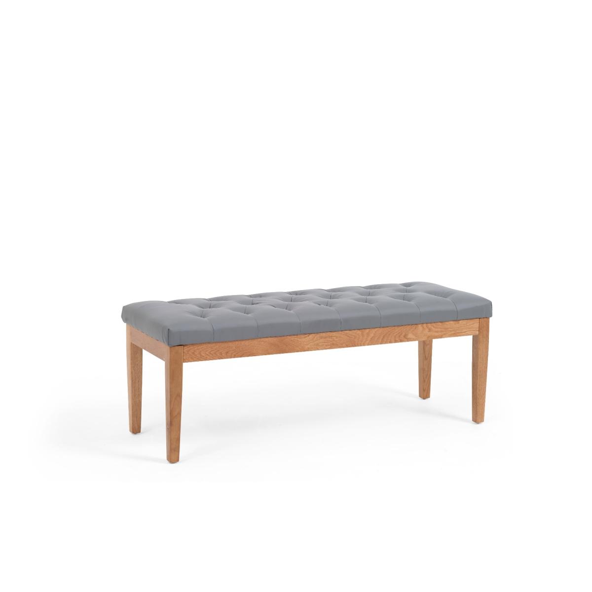 Madrid 200cm Solid Oak Dining Table with Camille Grey Fabric Benches – image 10