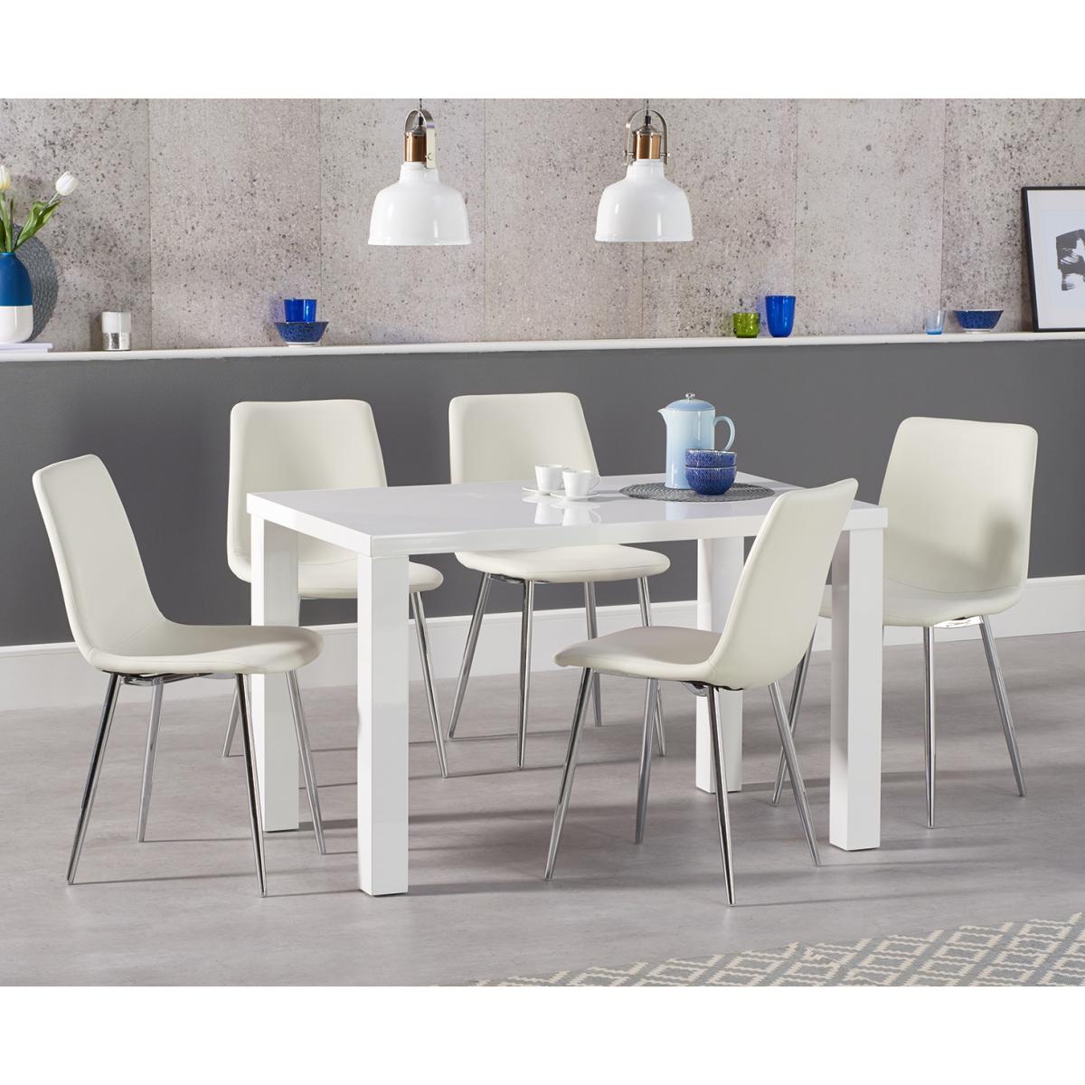 Atlanta 120cm White High Gloss Dining Table with Helsinki Faux Leather Chairs – image 1