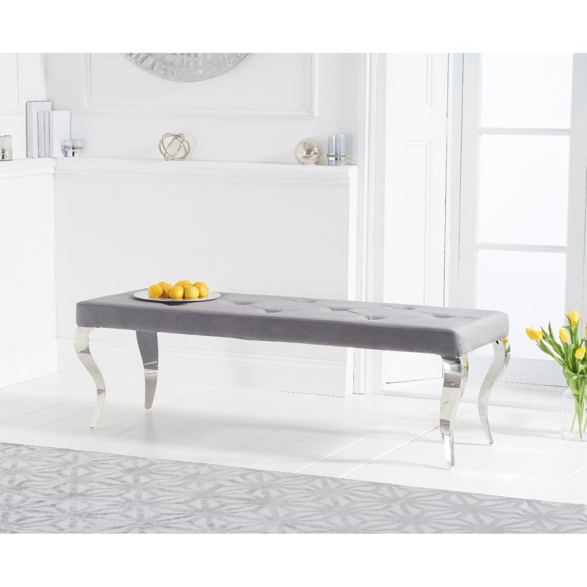 Harlow 200cm Marble Dining Table with Giovanni Velvet Chairs and Fitzrovia Bench - Grey, 2 Chairs – image 8