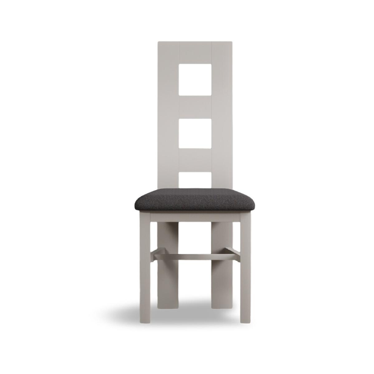 Painted Soft White Flow Back Dining Chairs with Charcoal Grey Fabric Seat Pad – image 5