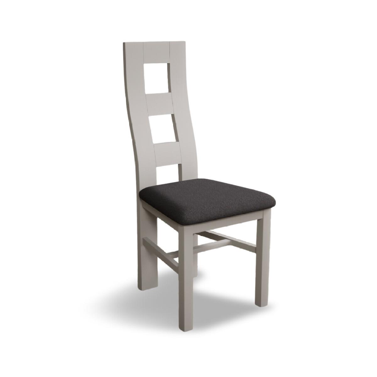 Painted Soft White Flow Back Dining Chairs with Charcoal Grey Fabric Seat Pad – image 6