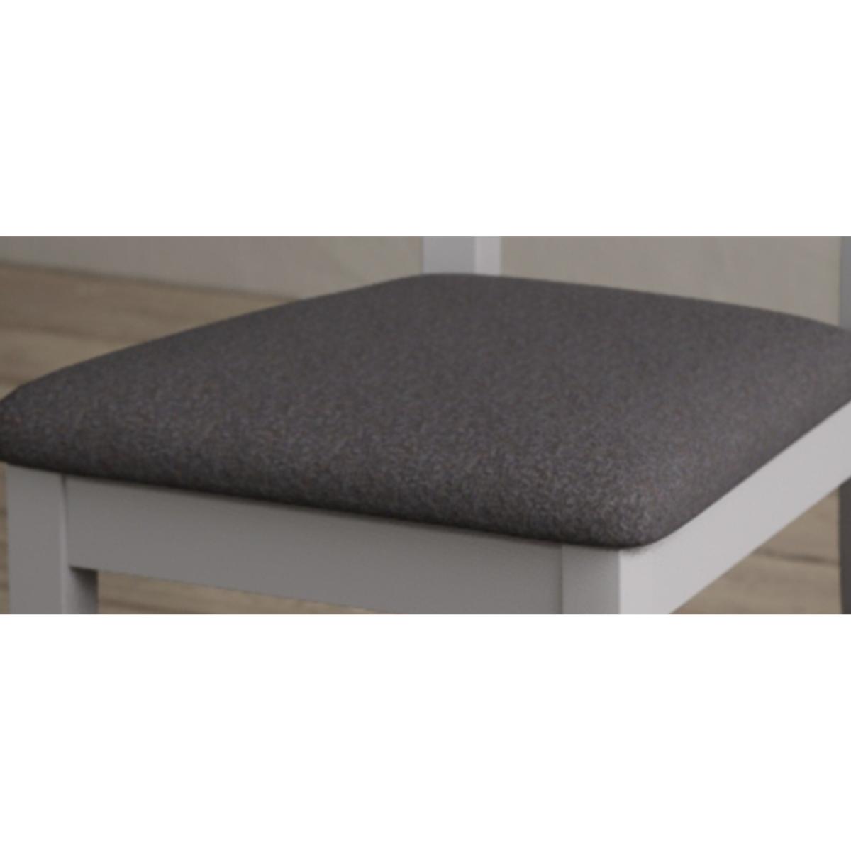 Painted Soft White Flow Back Dining Chairs with Charcoal Grey Fabric Seat Pad – image 8
