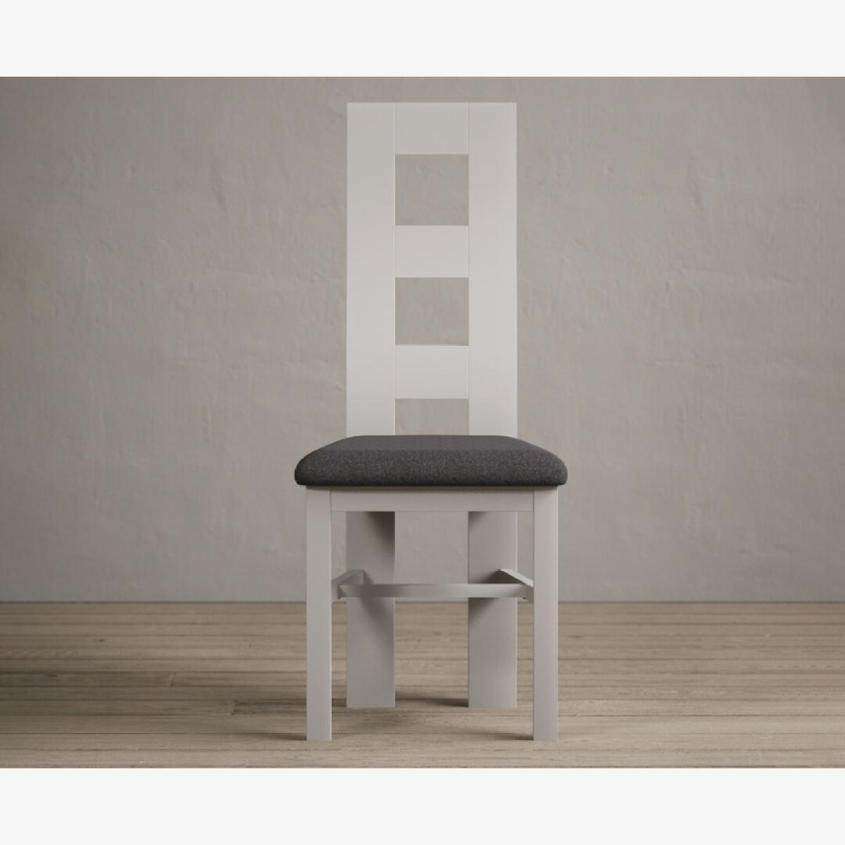 Painted Soft White Flow Back Dining Chairs with Charcoal Grey Fabric Seat Pad – image 1