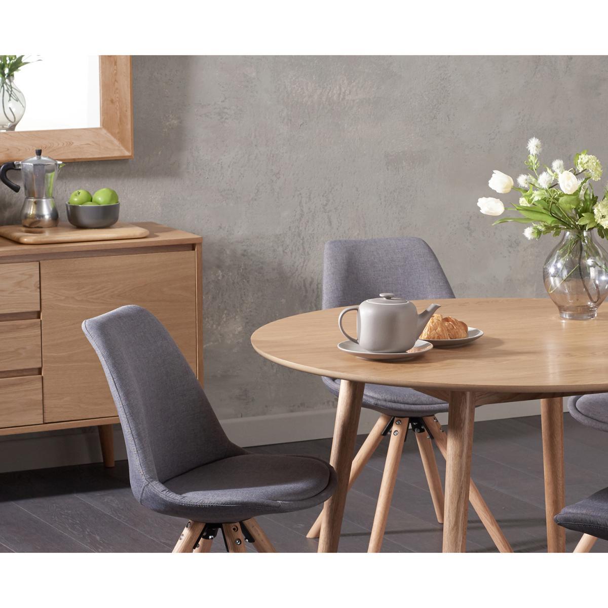 Nordic 120cm Round Oak Dining Table with Oscar Fabric Round Leg Chairs – image 2