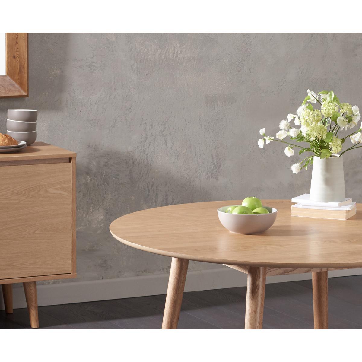 Nordic 120cm Round Oak Dining Table with Oscar Fabric Round Leg Chairs – image 5