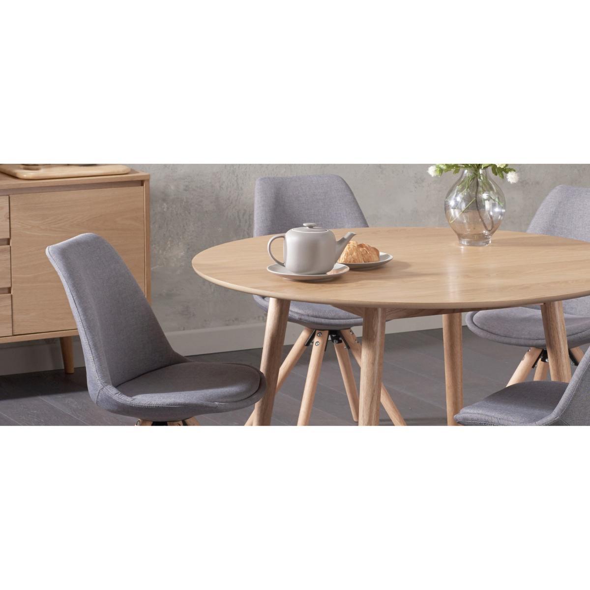 Nordic 120cm Round Oak Dining Table with Oscar Fabric Round Leg Chairs – image 8