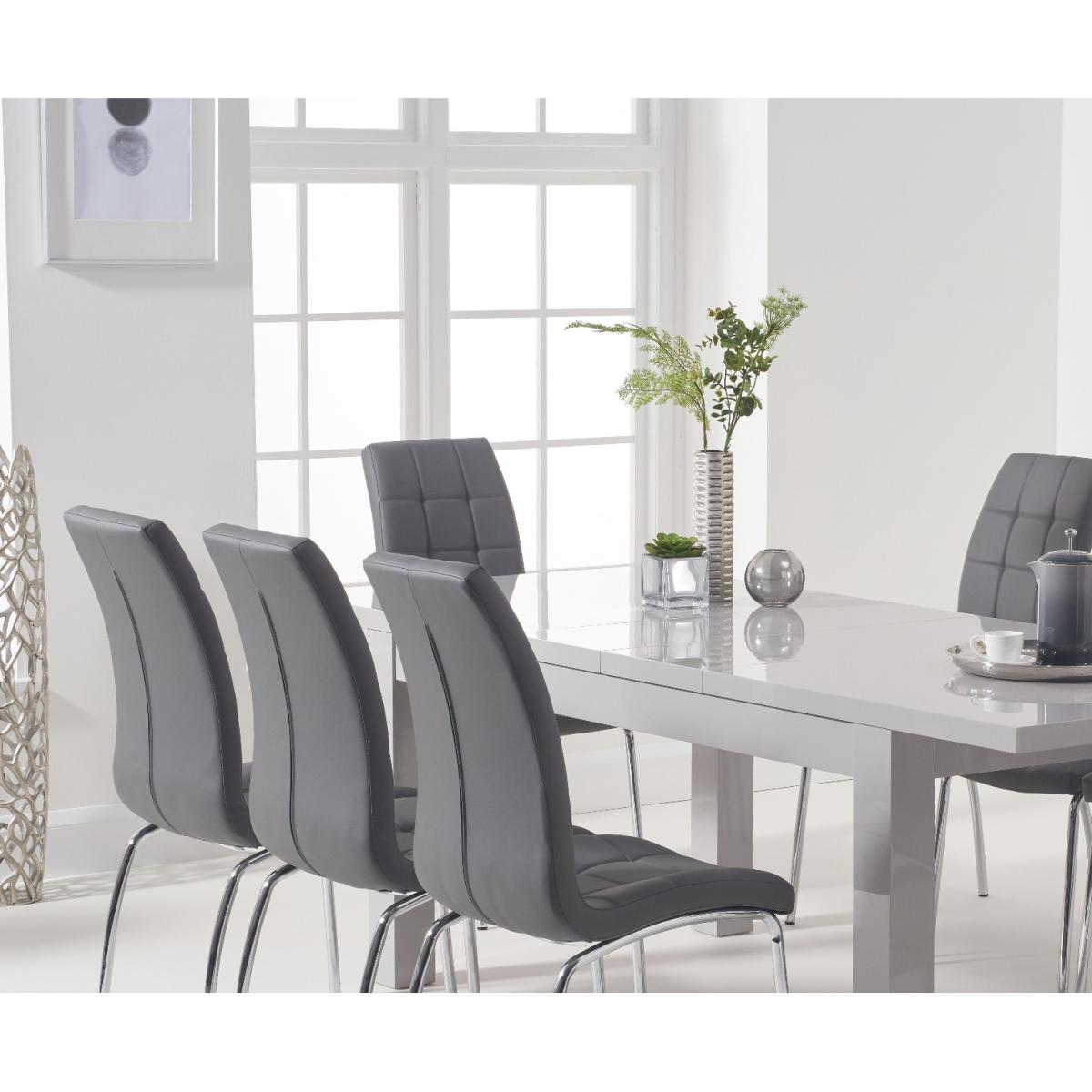 Atlanta Light Grey Gloss 160-220cm Extending Dining Table with Calgary Chairs - Black, 4 Chairs – image 2