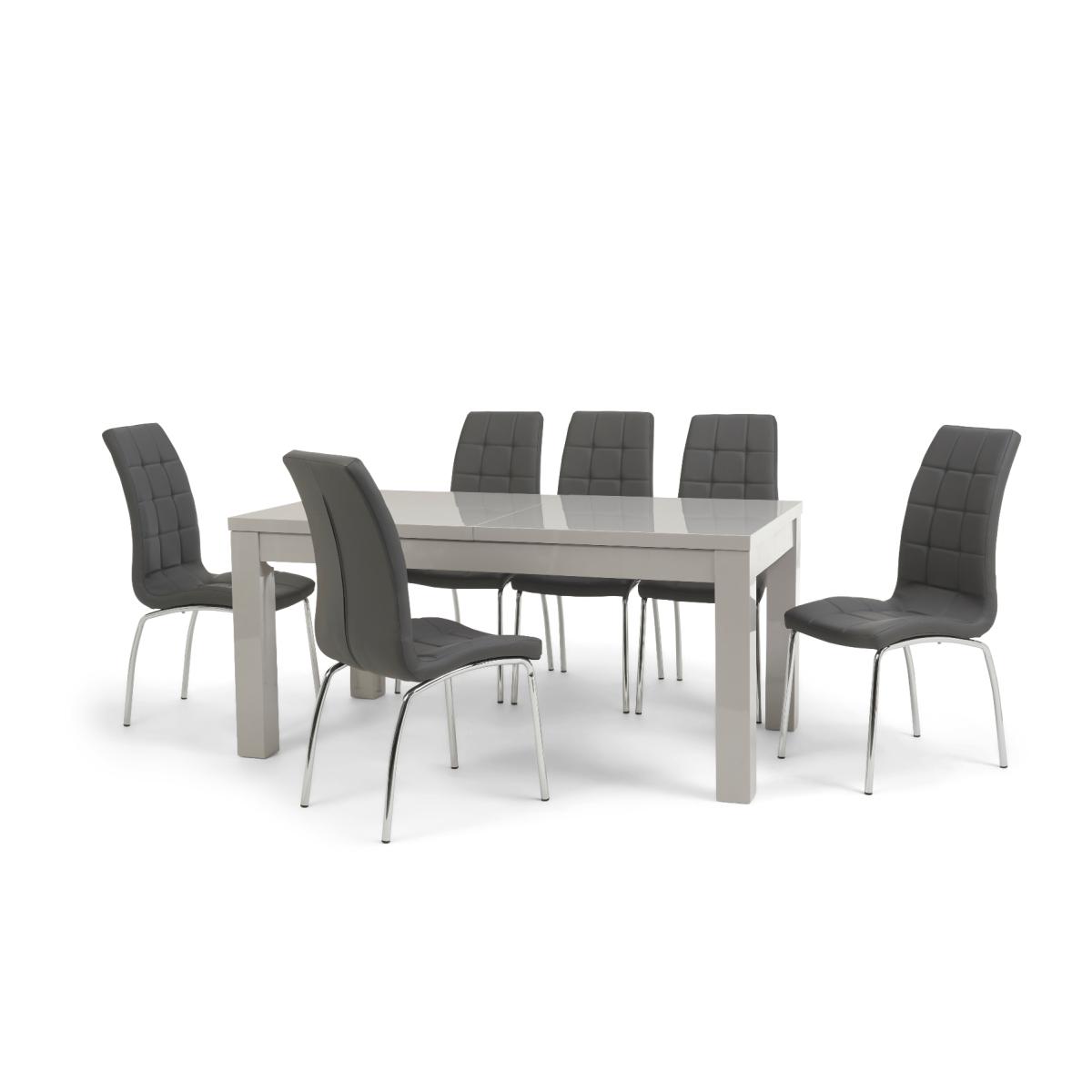 Atlanta Light Grey Gloss 160-220cm Extending Dining Table with Calgary Chairs - Black, 4 Chairs – image 13