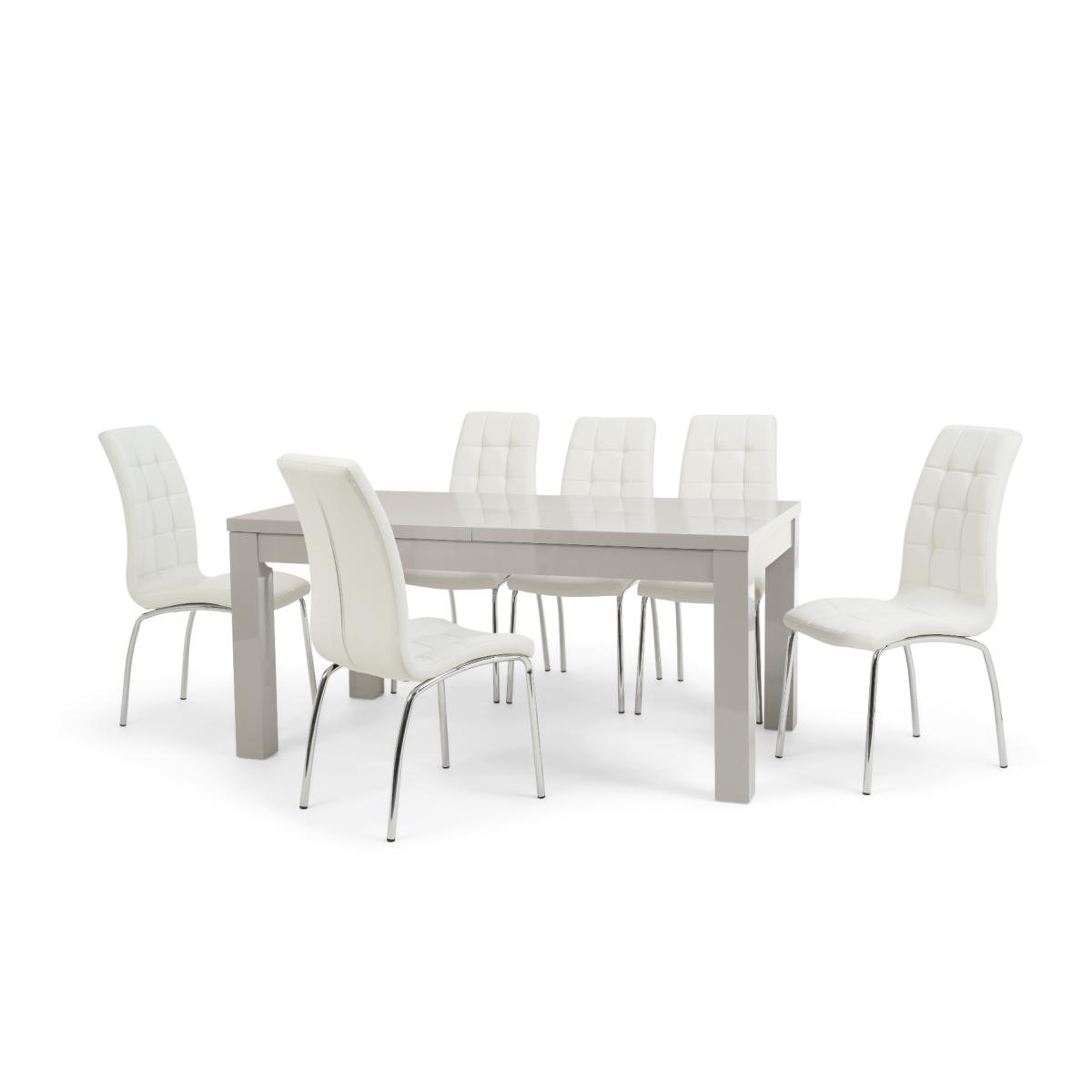 Atlanta Light Grey Gloss 160-220cm Extending Dining Table with Calgary Chairs - Black, 4 Chairs – image 15