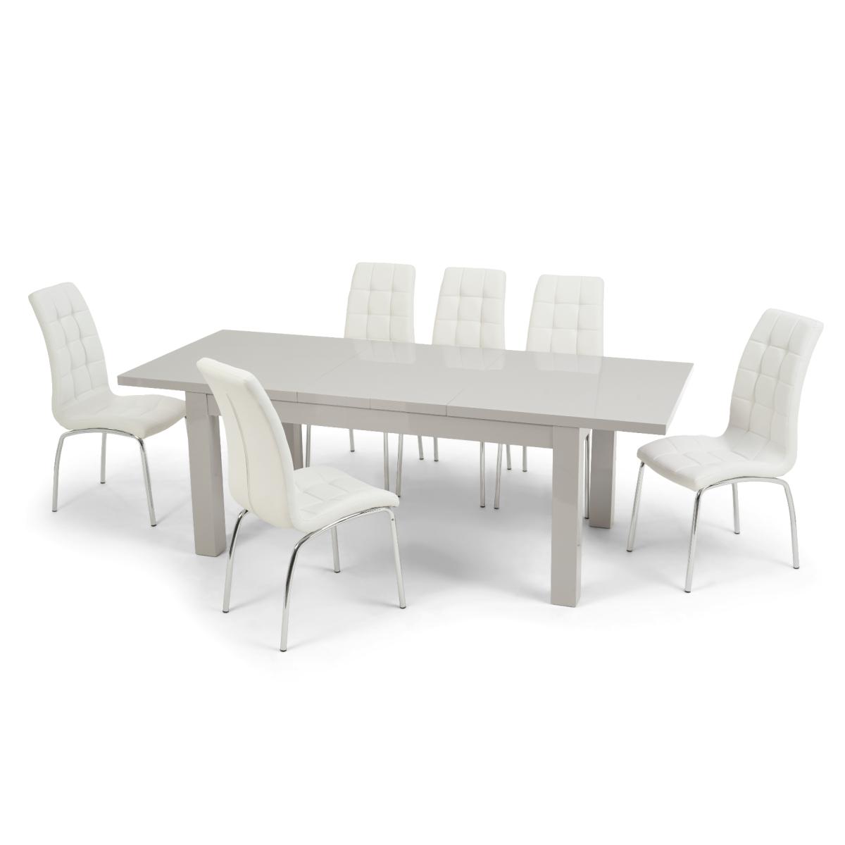 Atlanta Light Grey Gloss 160-220cm Extending Dining Table with Calgary Chairs - Black, 4 Chairs – image 16