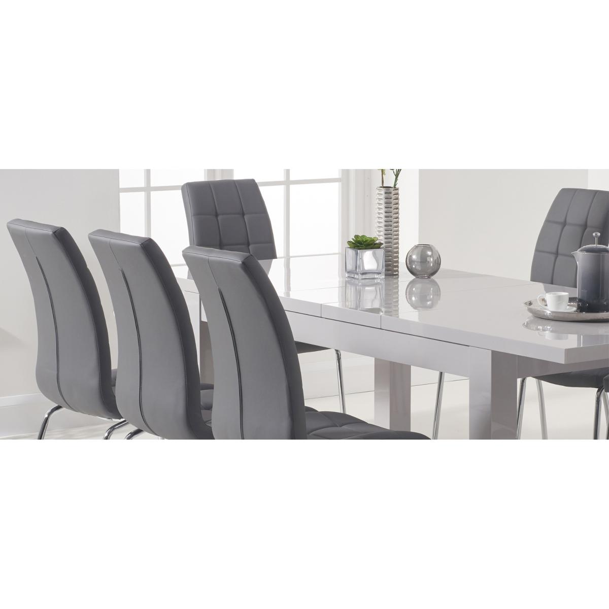 Atlanta Light Grey Gloss 160-220cm Extending Dining Table with Calgary Chairs - Black, 4 Chairs – image 17