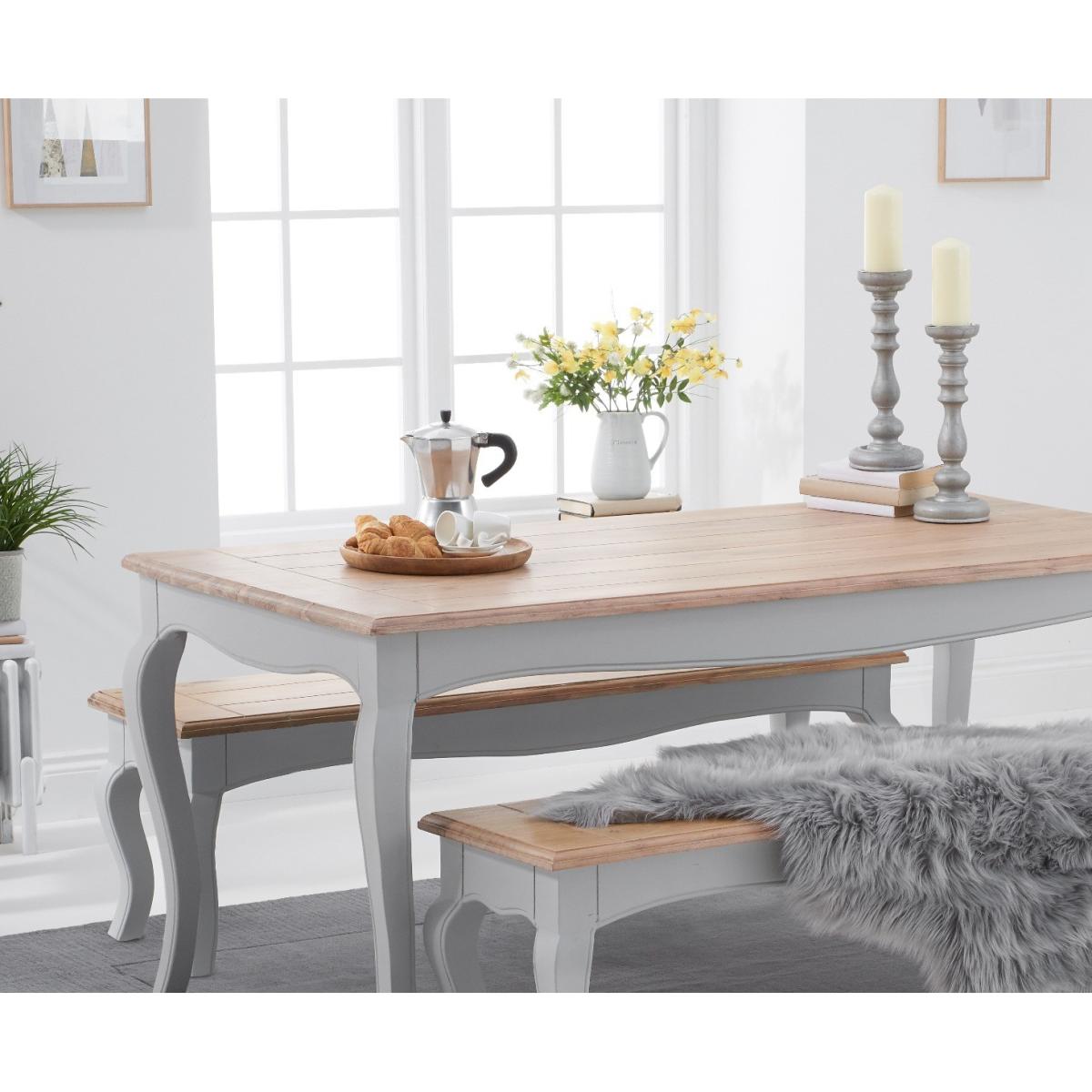 Parisian 175cm Grey Shabby Chic Dining Table with Benches – image 2