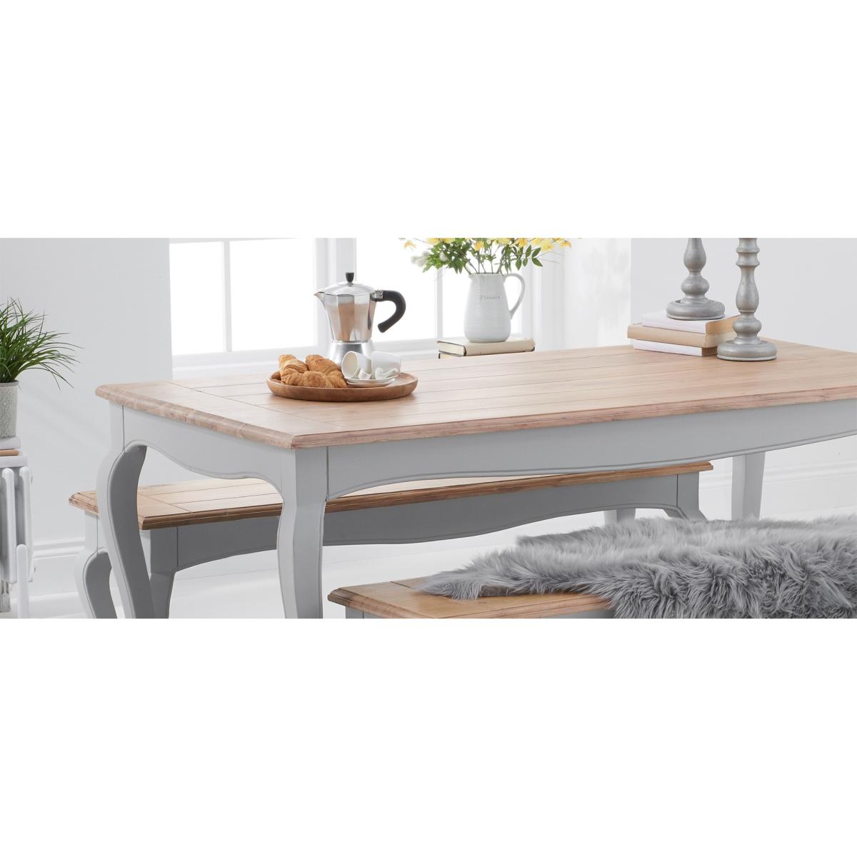 Parisian 175cm Grey Shabby Chic Dining Table with Benches – image 4