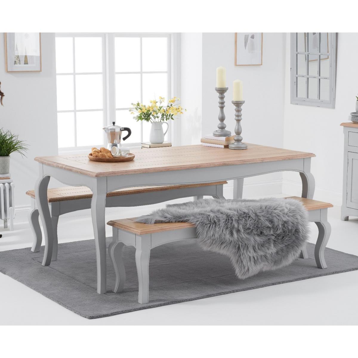 Parisian 175cm Grey Shabby Chic Dining Table with Benches – image 1