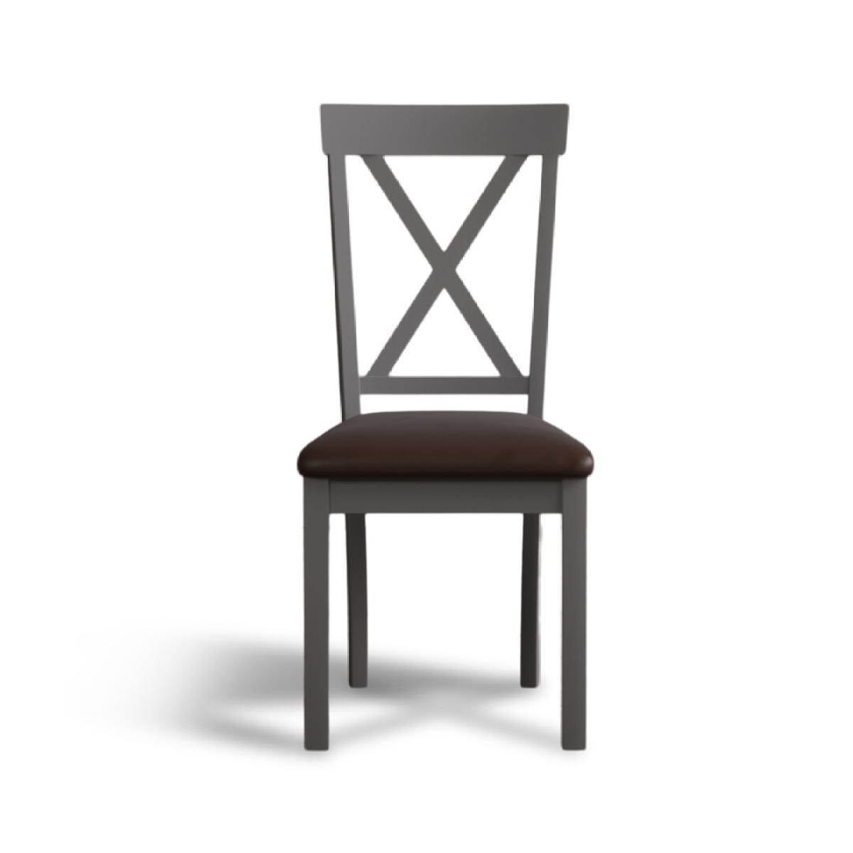 Hertford Mid Grey Dining Chairs with Chocolate Brown Fabric Seat Pad – image 5