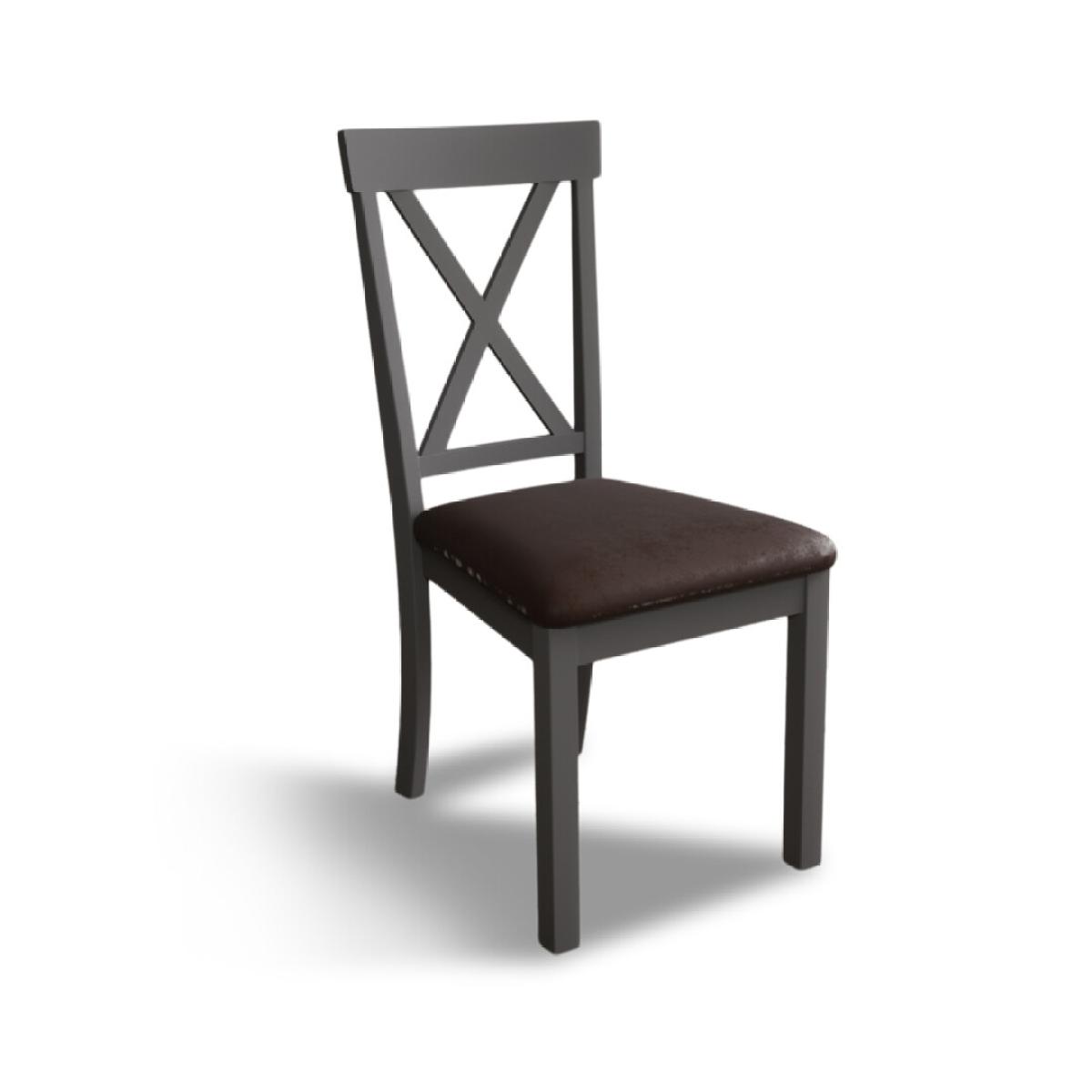 Hertford Mid Grey Dining Chairs with Chocolate Brown Fabric Seat Pad – image 6