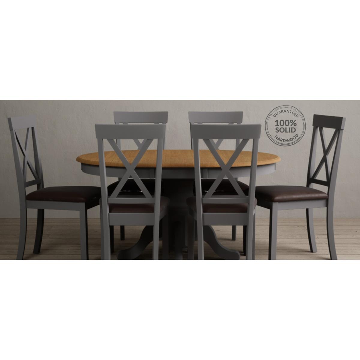 Hertford Mid Grey Dining Chairs with Chocolate Brown Fabric Seat Pad – image 7