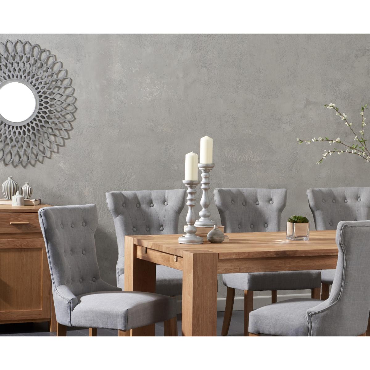 Madrid 200cm Solid Oak Dining Table with Camille Fabric Chairs – image 2