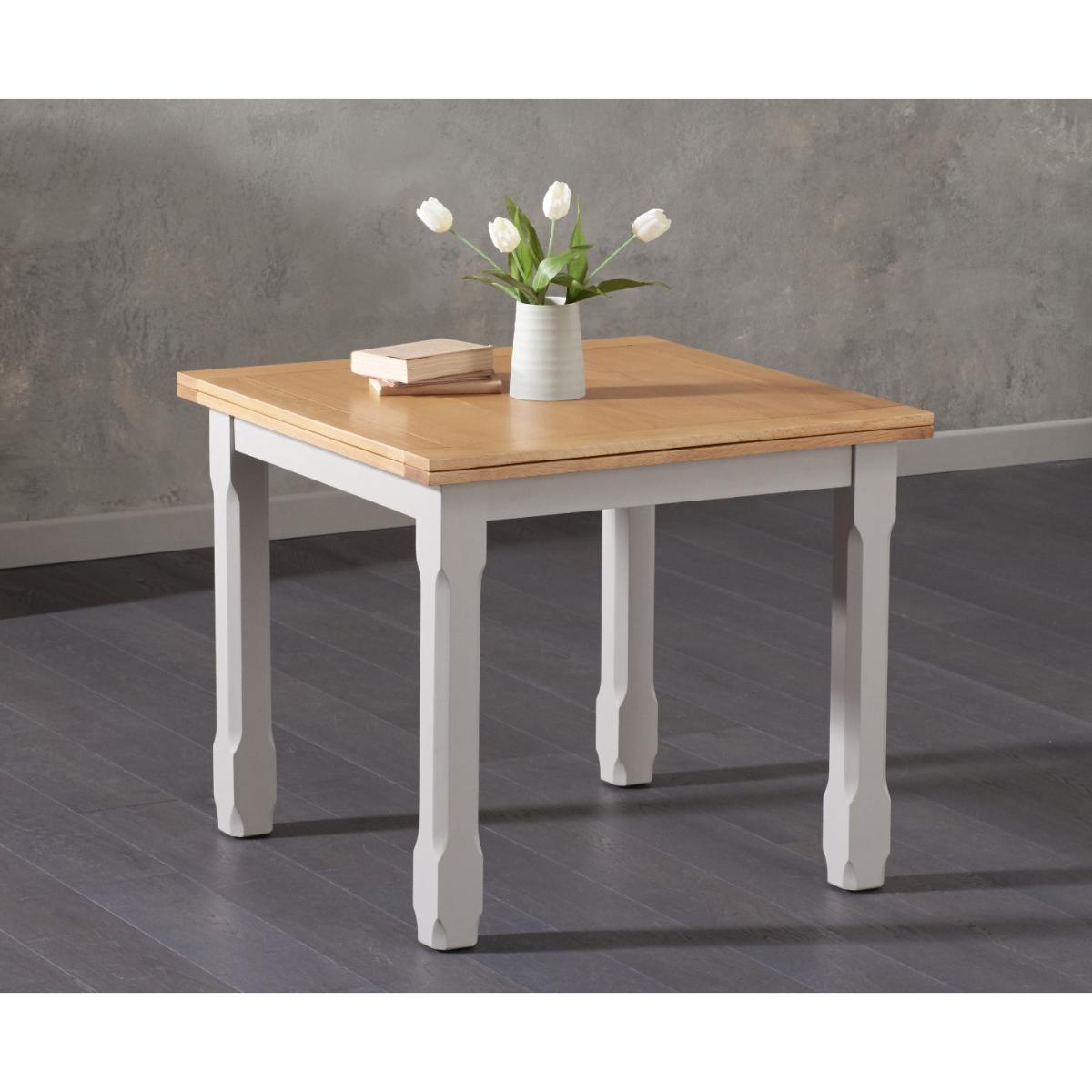 Somerset 90cm Flip Top Oak and Grey Dining Table with Isobel Grey Fabric Chairs - Grey, 2 Chairs – image 3