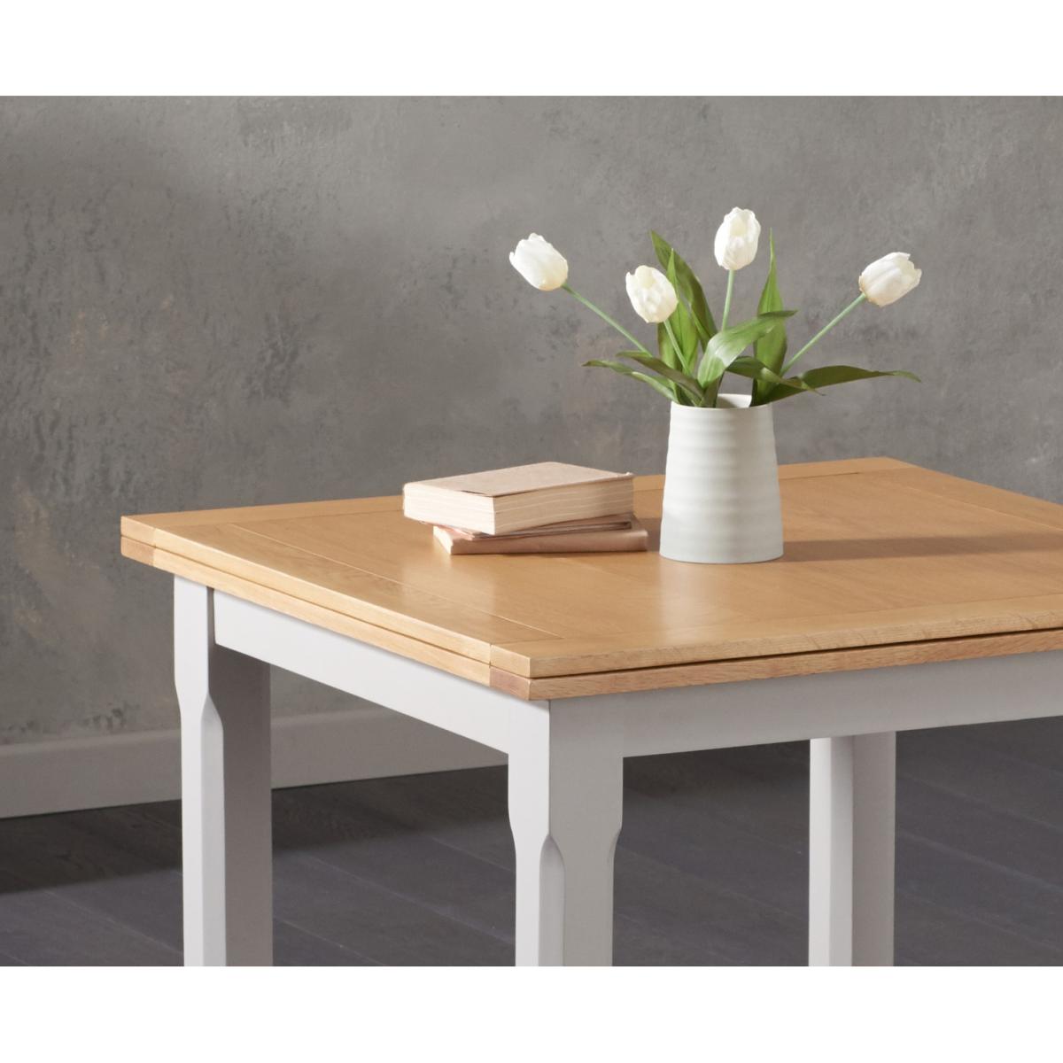 Somerset 90cm Flip Top Oak and Grey Dining Table with Isobel Grey Fabric Chairs - Grey, 2 Chairs – image 4