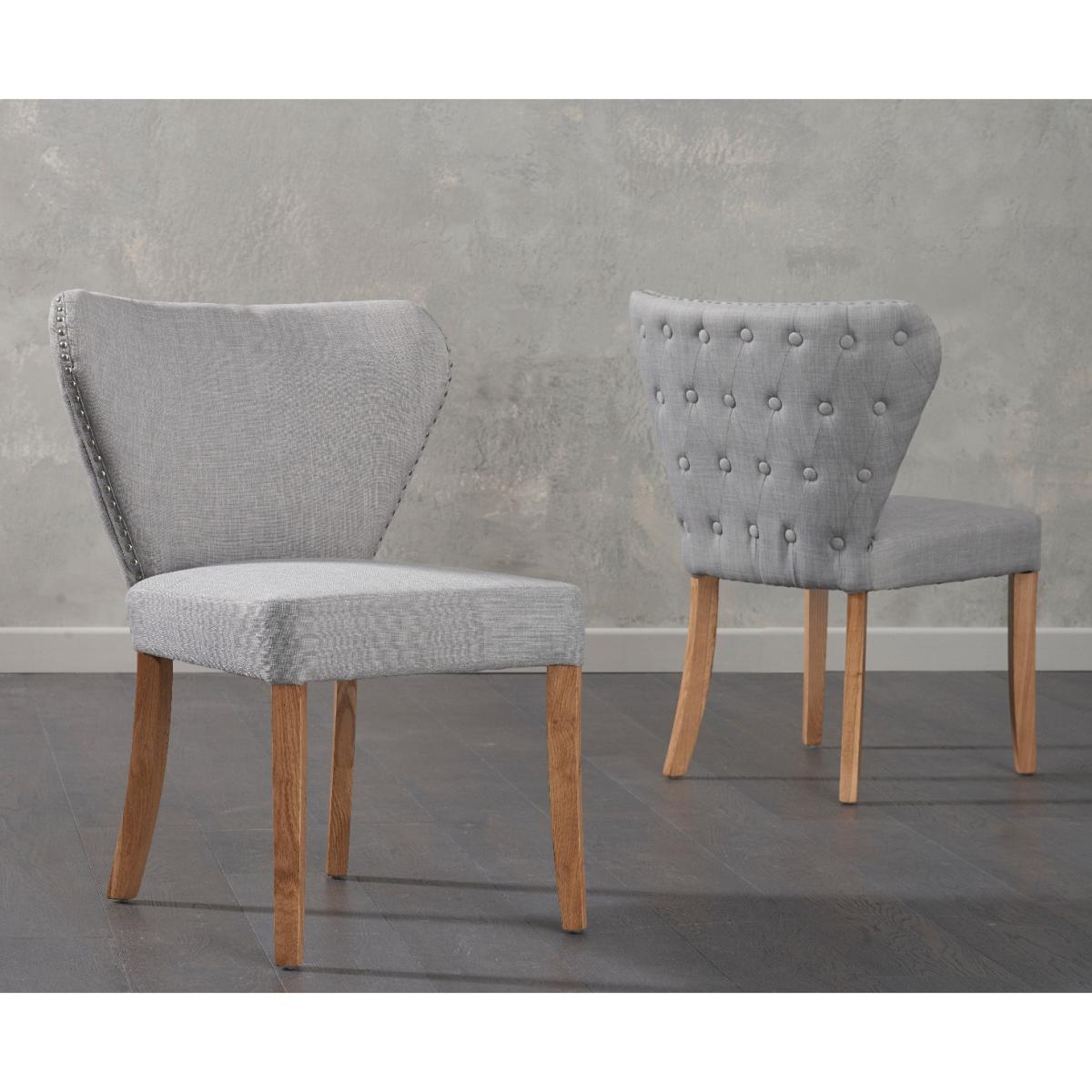 Somerset 90cm Flip Top Oak and Grey Dining Table with Isobel Grey Fabric Chairs - Grey, 2 Chairs – image 5