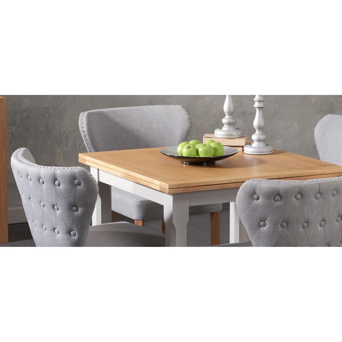 Somerset 90cm Flip Top Oak and Grey Dining Table with Isobel Grey Fabric Chairs - Grey, 2 Chairs – image 6