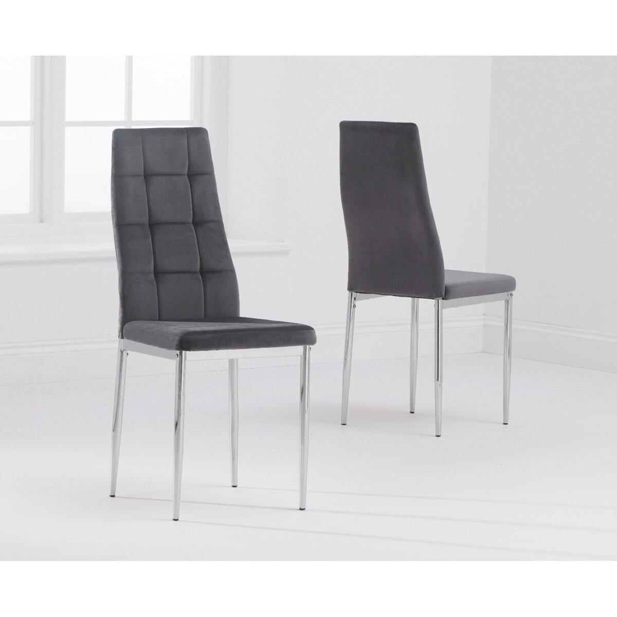 Melissa Grey Velvet Dining Chairs - Grey, 2 Chairs – image 3