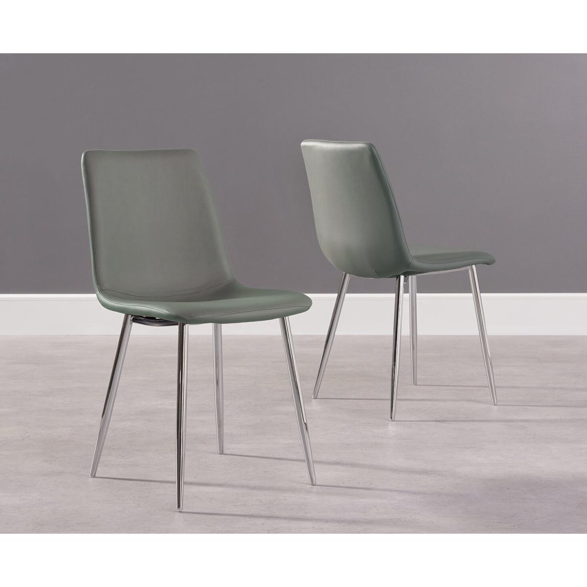 Astrid Grey Faux Leather and Chrome Dining Chairs – image 2