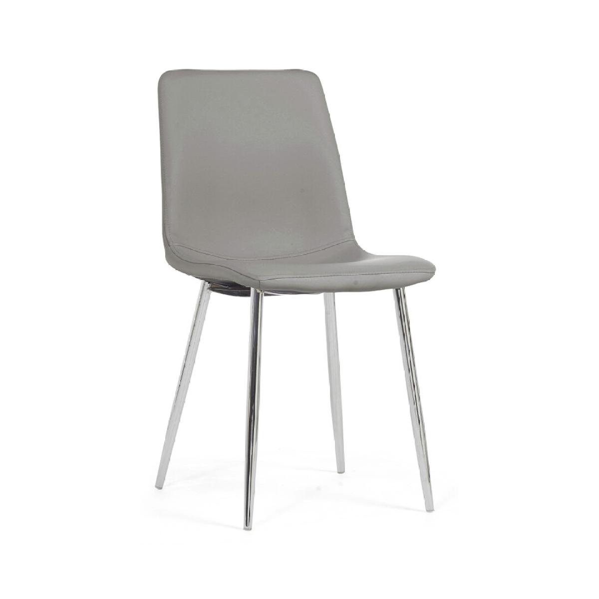Astrid Grey Faux Leather and Chrome Dining Chairs – image 3