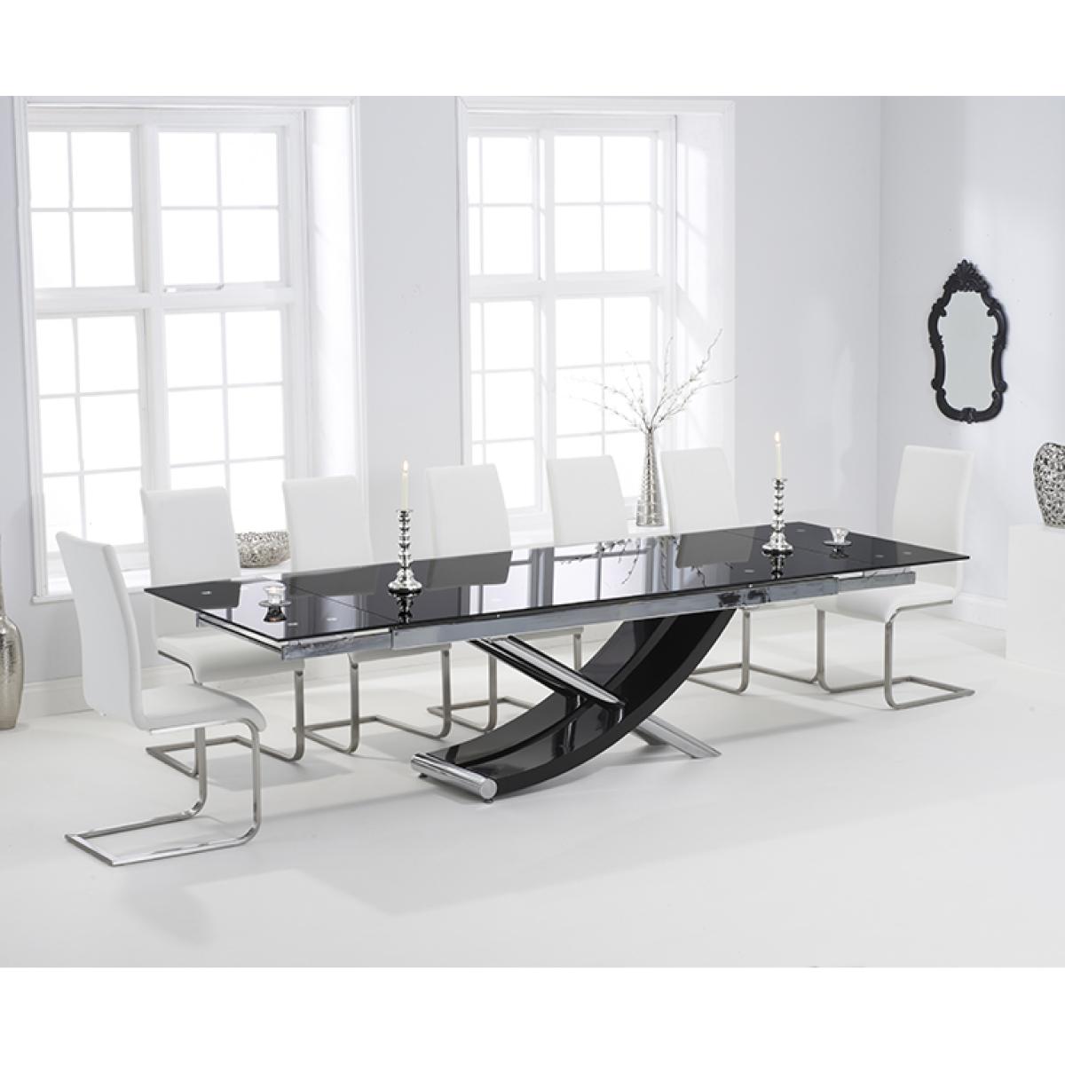 Hilton 210cm Extending Black Glass Dining Table with Malaga Chairs – image 2