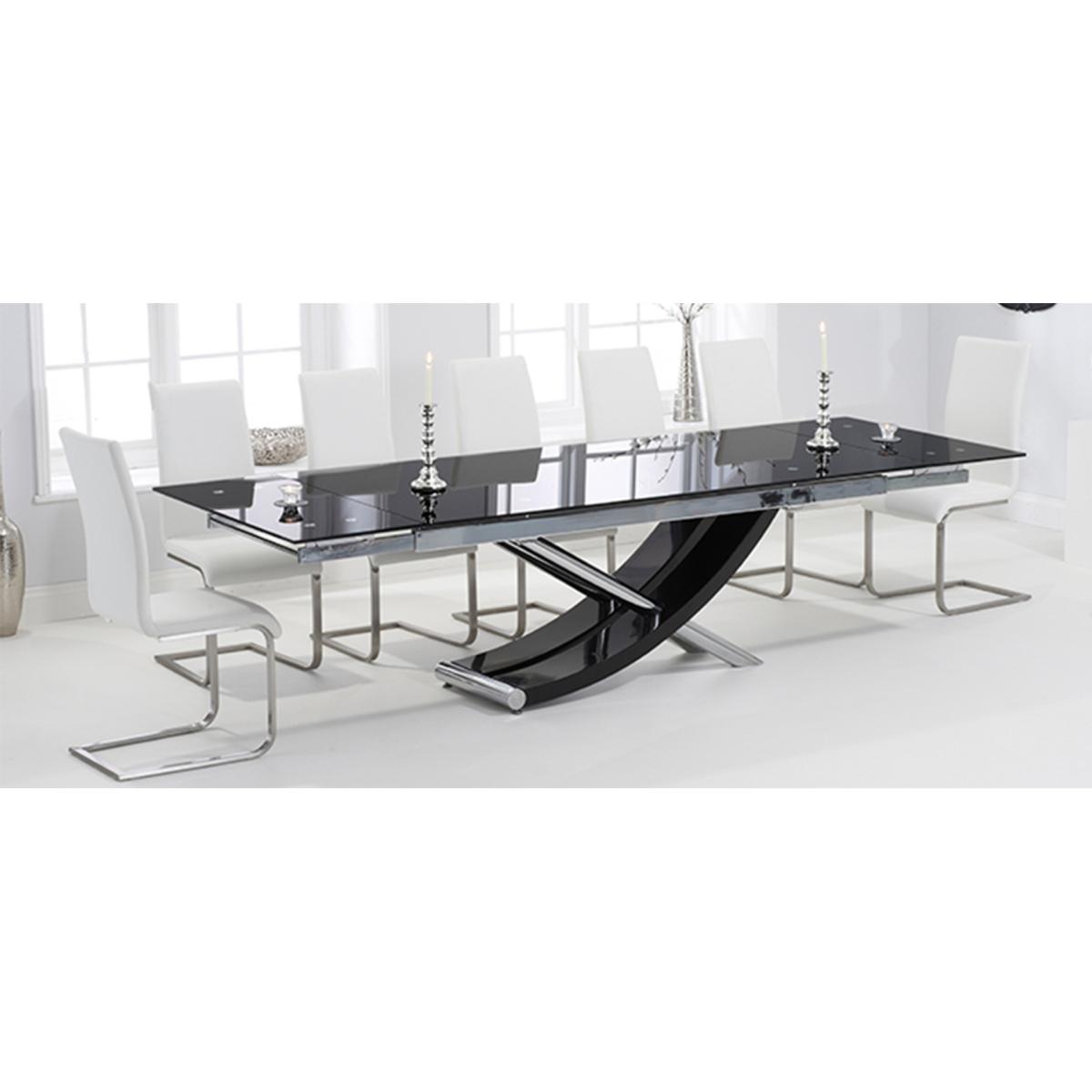 Hilton 210cm Extending Black Glass Dining Table with Malaga Chairs – image 11