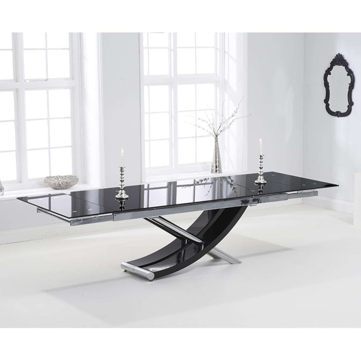 Hilton 210cm Extending Black Glass Dining Table with Malaga Chairs – image 3