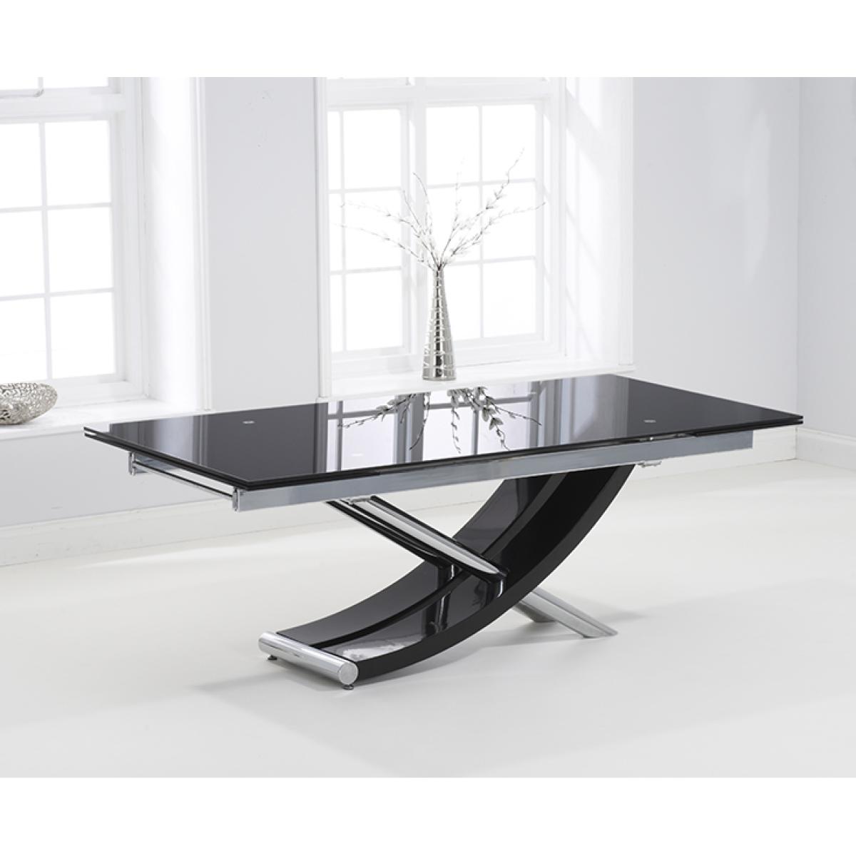 Hilton 210cm Extending Black Glass Dining Table with Malaga Chairs – image 4
