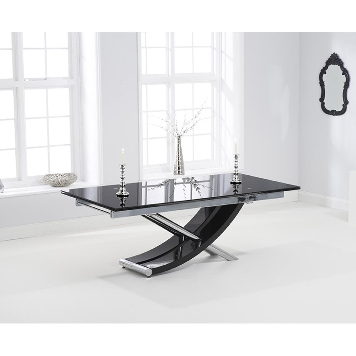 Hilton 210cm Extending Black Glass Dining Table with Malaga Chairs – image 5