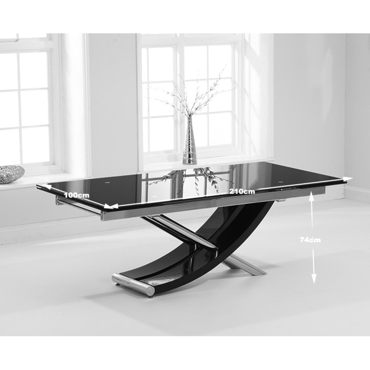 Hilton 210cm Extending Black Glass Dining Table with Malaga Chairs – image 8