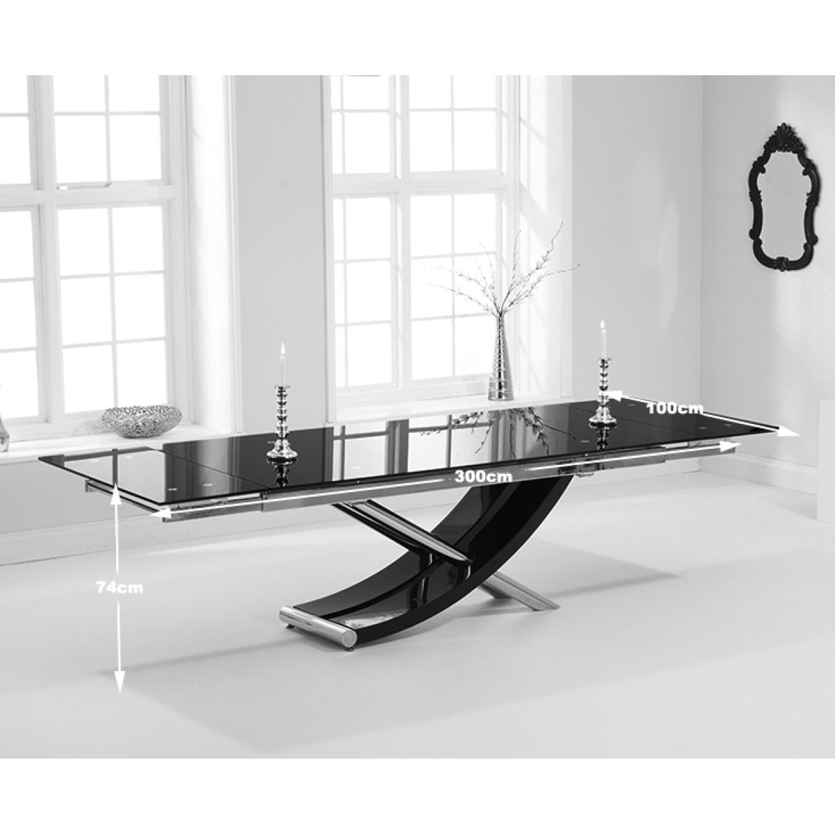 Hilton 210cm Extending Black Glass Dining Table with Malaga Chairs – image 9
