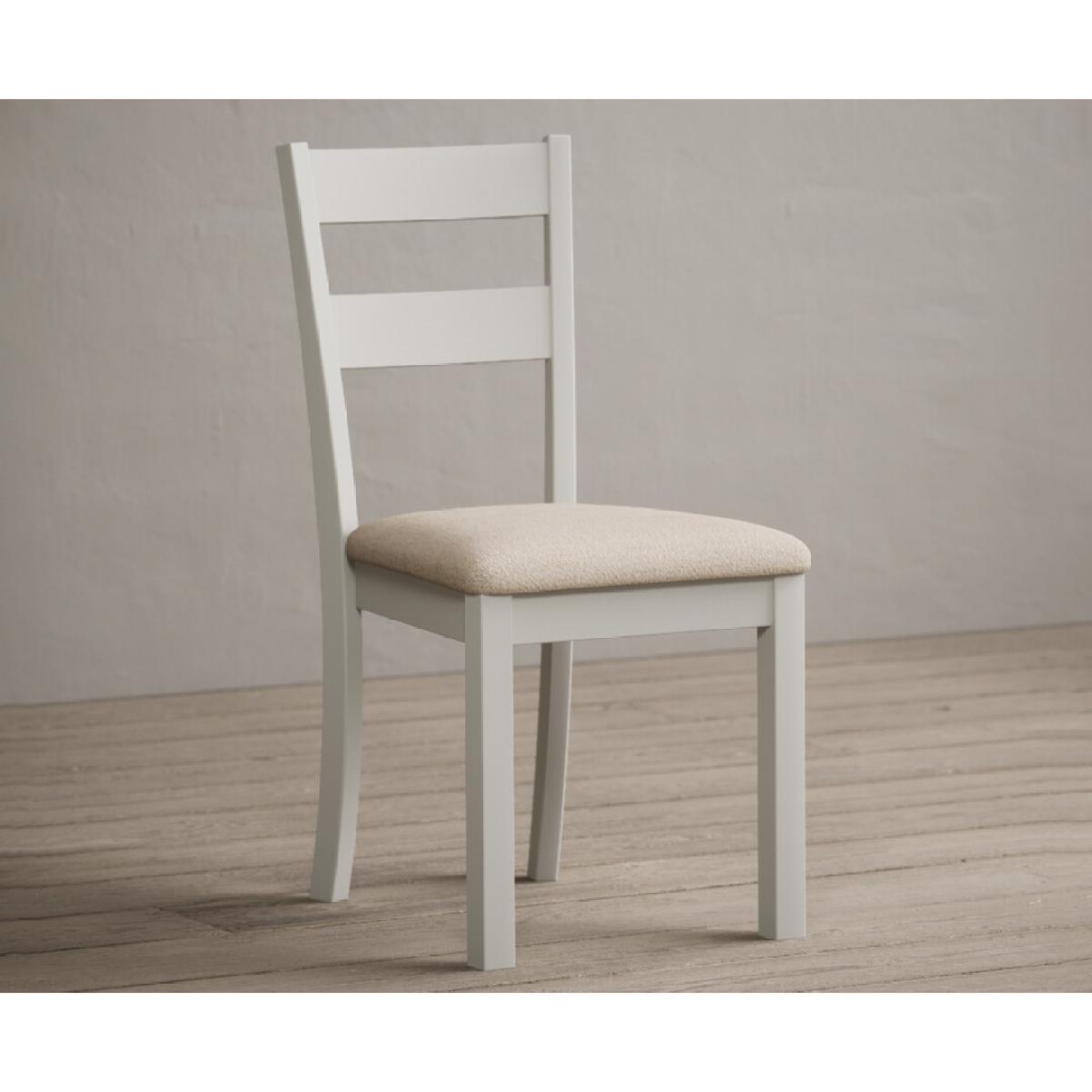 Kendal Signal White Painted Dining Chairs with Linen Fabric Seat Pad – image 2