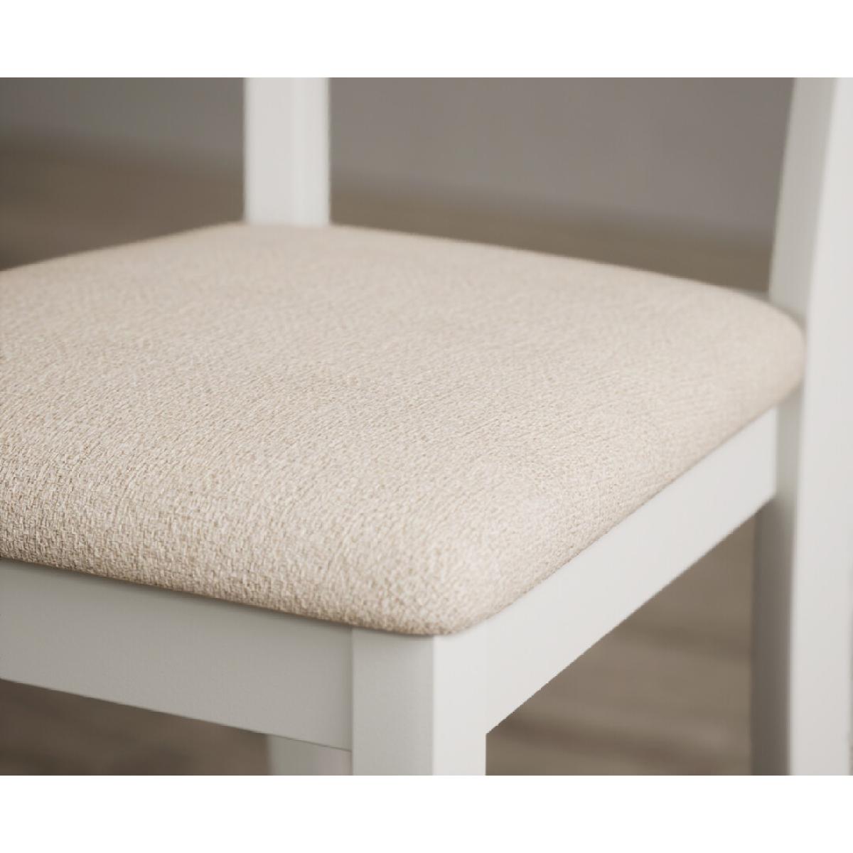 Kendal Signal White Painted Dining Chairs with Linen Fabric Seat Pad – image 3
