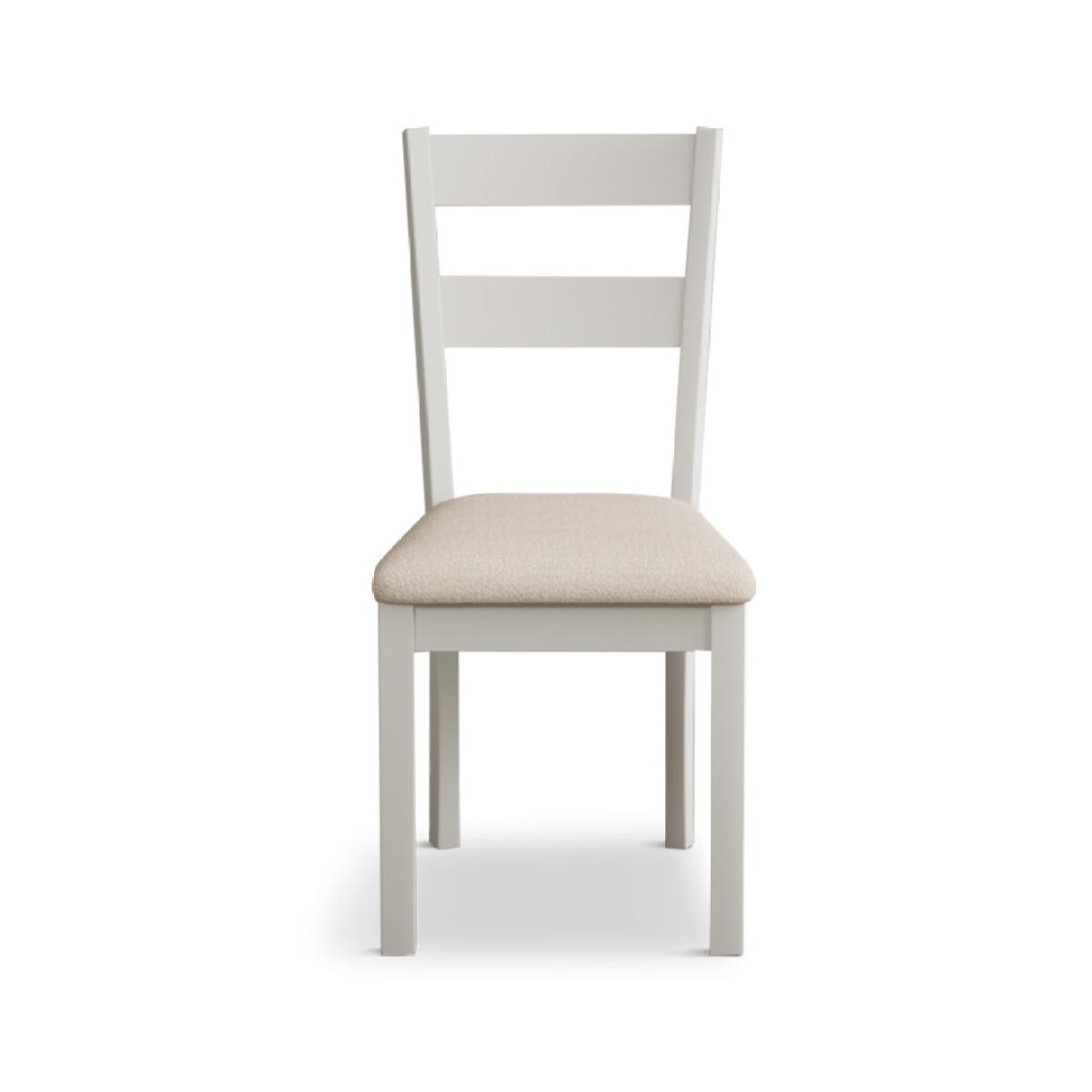 Kendal Signal White Painted Dining Chairs with Linen Fabric Seat Pad – image 4