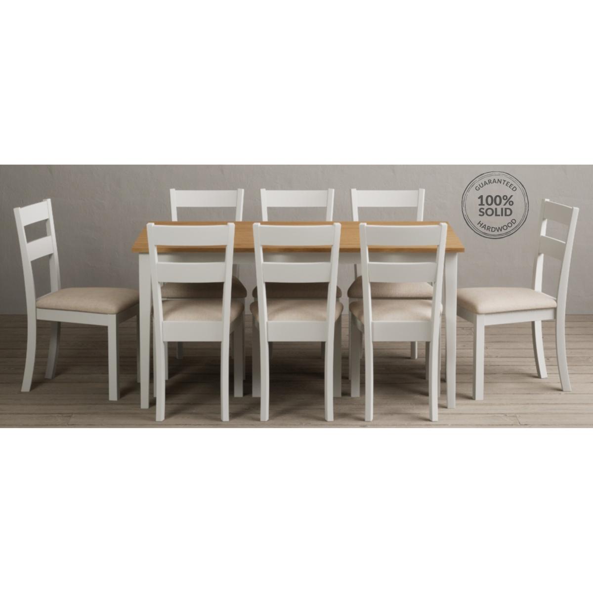 Kendal Signal White Painted Dining Chairs with Linen Fabric Seat Pad – image 7