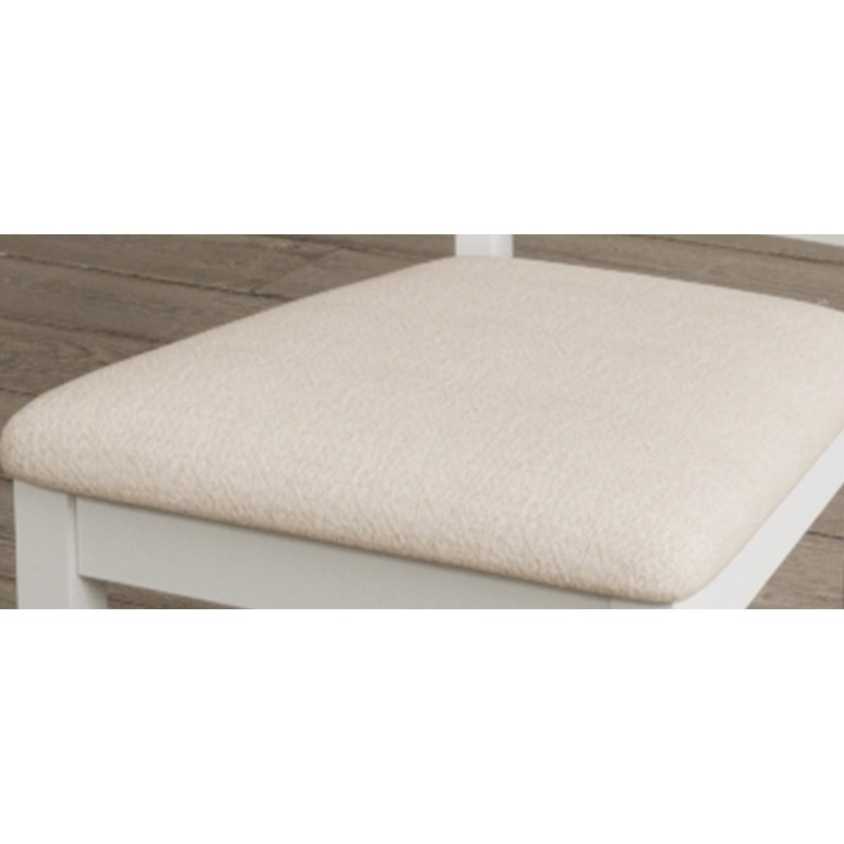 Kendal Signal White Painted Dining Chairs with Linen Fabric Seat Pad – image 8