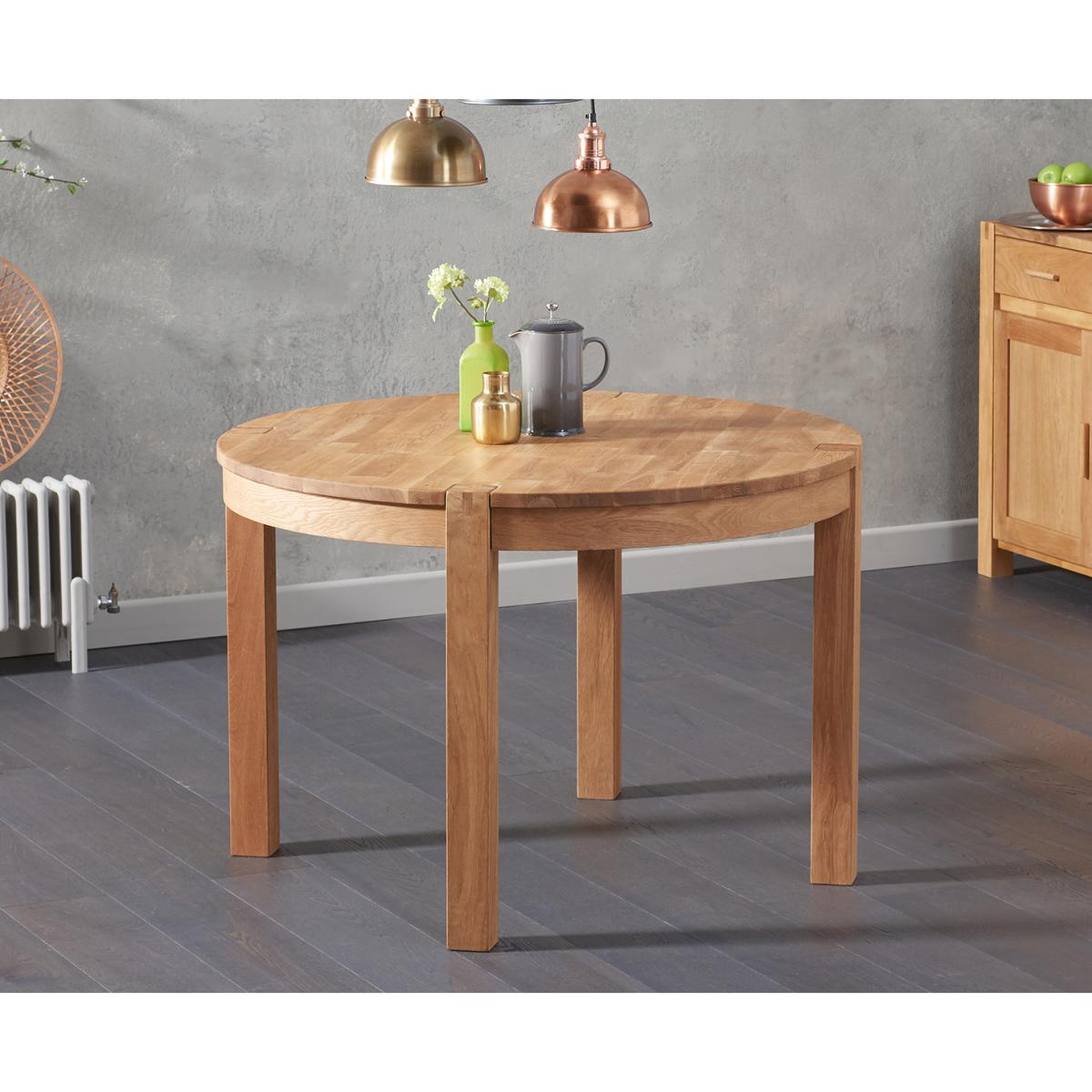 Verona 110cm Solid Oak Round Table with Isobel Fabric Chairs - Grey, 4 Chairs – image 4